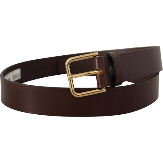 Dolce & Gabbana Brown Plain Calf Leather Gold Tone Buckle Belt BEL8608 -90