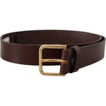 Dolce & Gabbana Brown Plain Calf Leather Gold Tone Buckle Belt BEL8608 -90