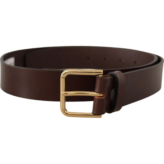 Dolce & Gabbana Brown Plain Calf Leather Gold Tone Buckle Belt BEL8608 -90