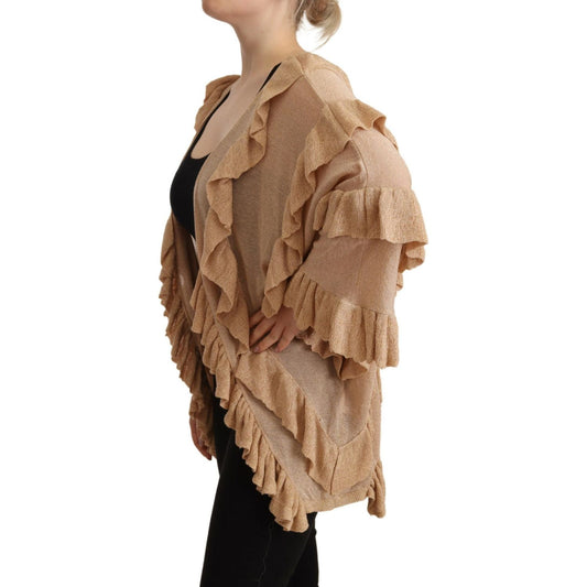 Aniye By Beige Ruffle Long Sleeves Open Front Cardigan Sweater TSH7190-40