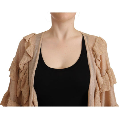 Aniye By Beige Ruffle Long Sleeves Open Front Cardigan Sweater