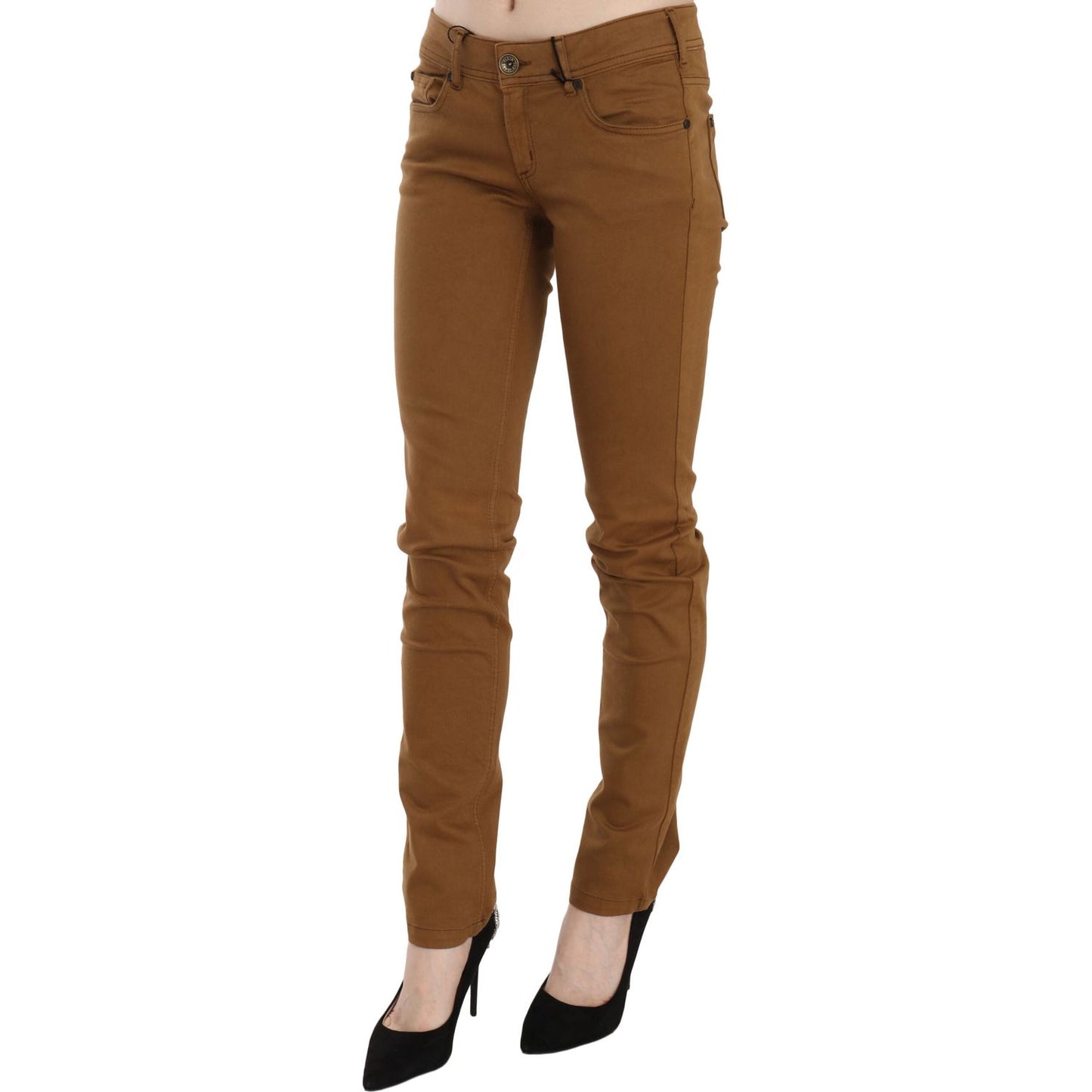 PLEIN SUD Brown Cotton Mid Waist Skinny Slim Fit Denim Jeans PAN70664-27