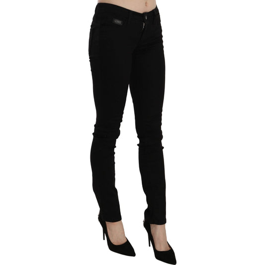 Costume National Black Sequined Mid Waist Slim Fit Denim Jeans PAN70639-26