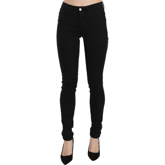 Costume National Black Embellished Mid Waist Skinny Denim Jeans PAN70646-26