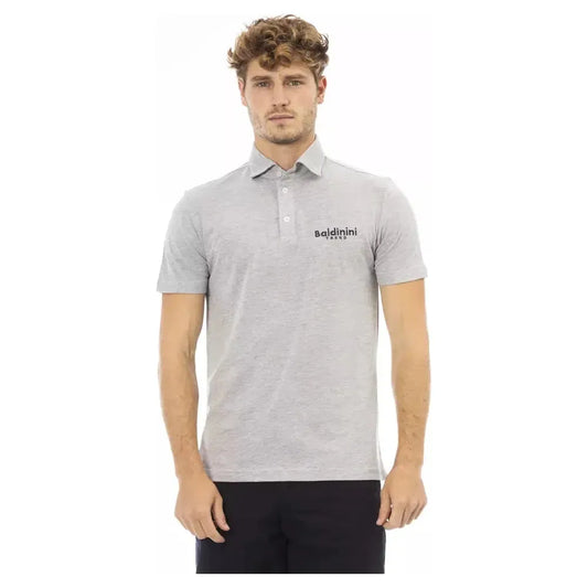 Baldinini Trend Gray Cotton Men Polo BA-23743-3XL
