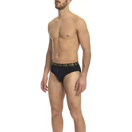 Cavalli Class Blue Cotton Men's Brief Pair CA-23763-M