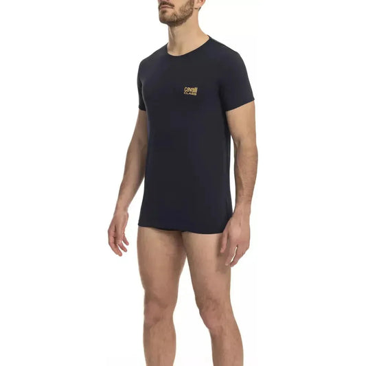 Cavalli Class Blue Cotton Men T-Shirt CA-23754-S
