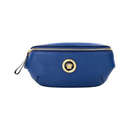 Versace Small Navy Calf Leather Medusa Pendant Fanny Waist Pack Belt Bag 84564
