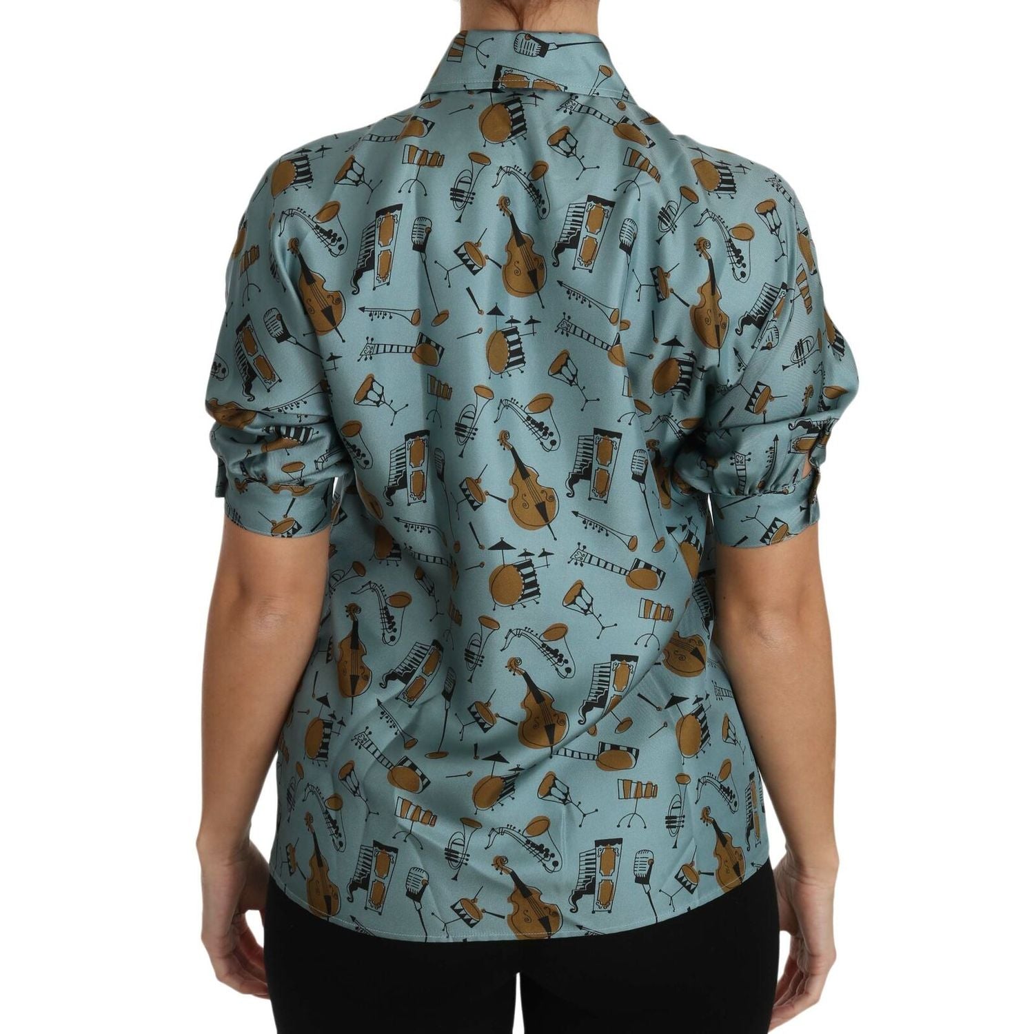 Dolce & Gabbana Multicolor Musical Instruments Silk Short sleeve Shirt