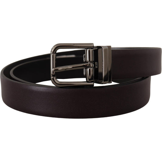 Dolce & Gabbana Dark Purple Leather Box Borchia Metal Buckle Belt BEL8634#2-90