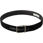 Dolce & Gabbana Black Velvet Silver Logo Engraved Metal Buckle Belt BEL8635#2-90