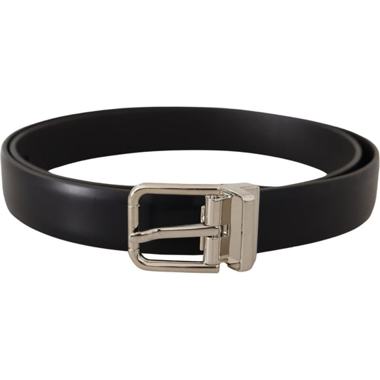 Dolce & Gabbana Elegant Black Leather Belt with Metal Buckle