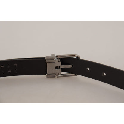 Dolce & Gabbana Dark Purple Perforated Leather Metal Buckle Belt