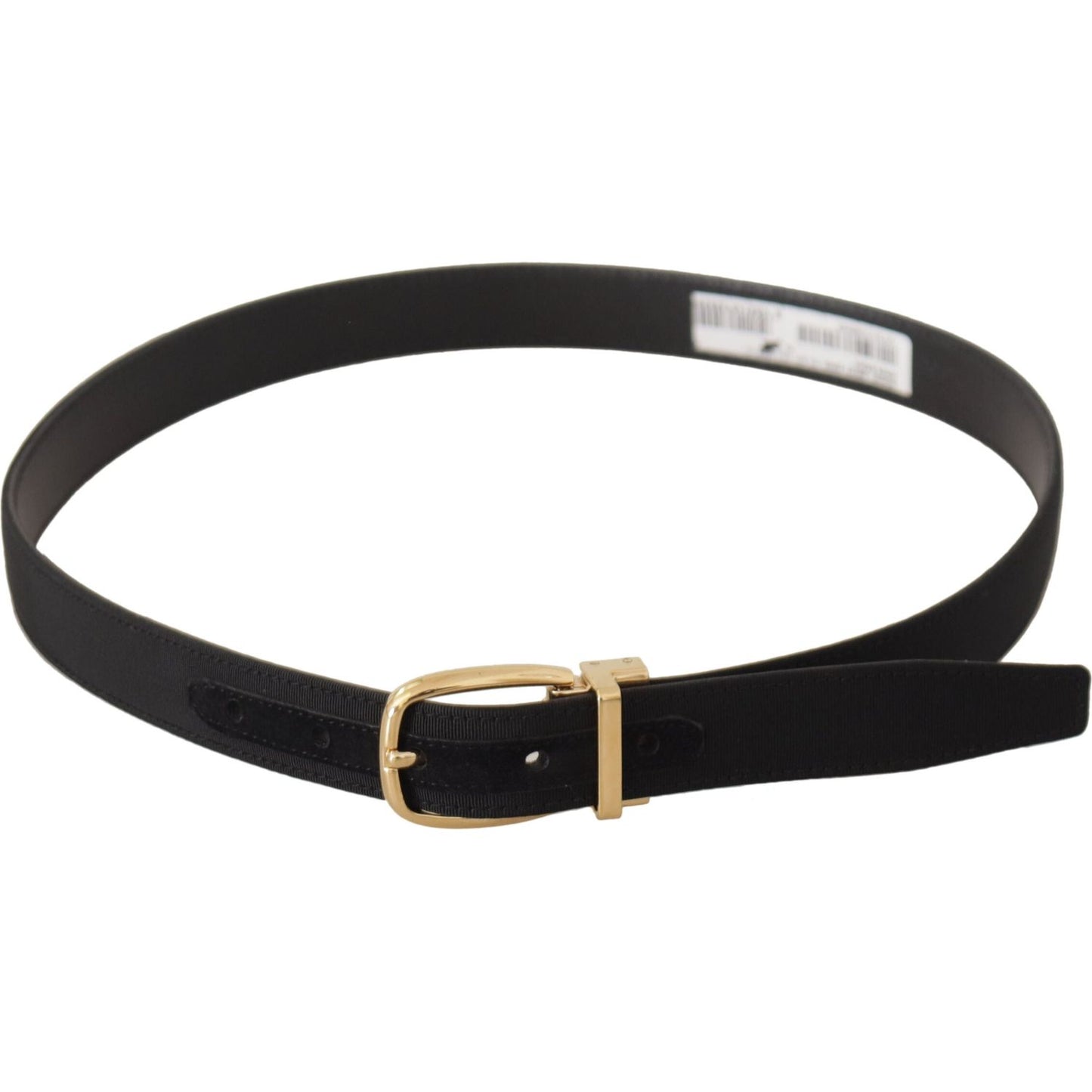 Dolce & Gabbana Black Canvas Leather Gold Metal Buckle Belt