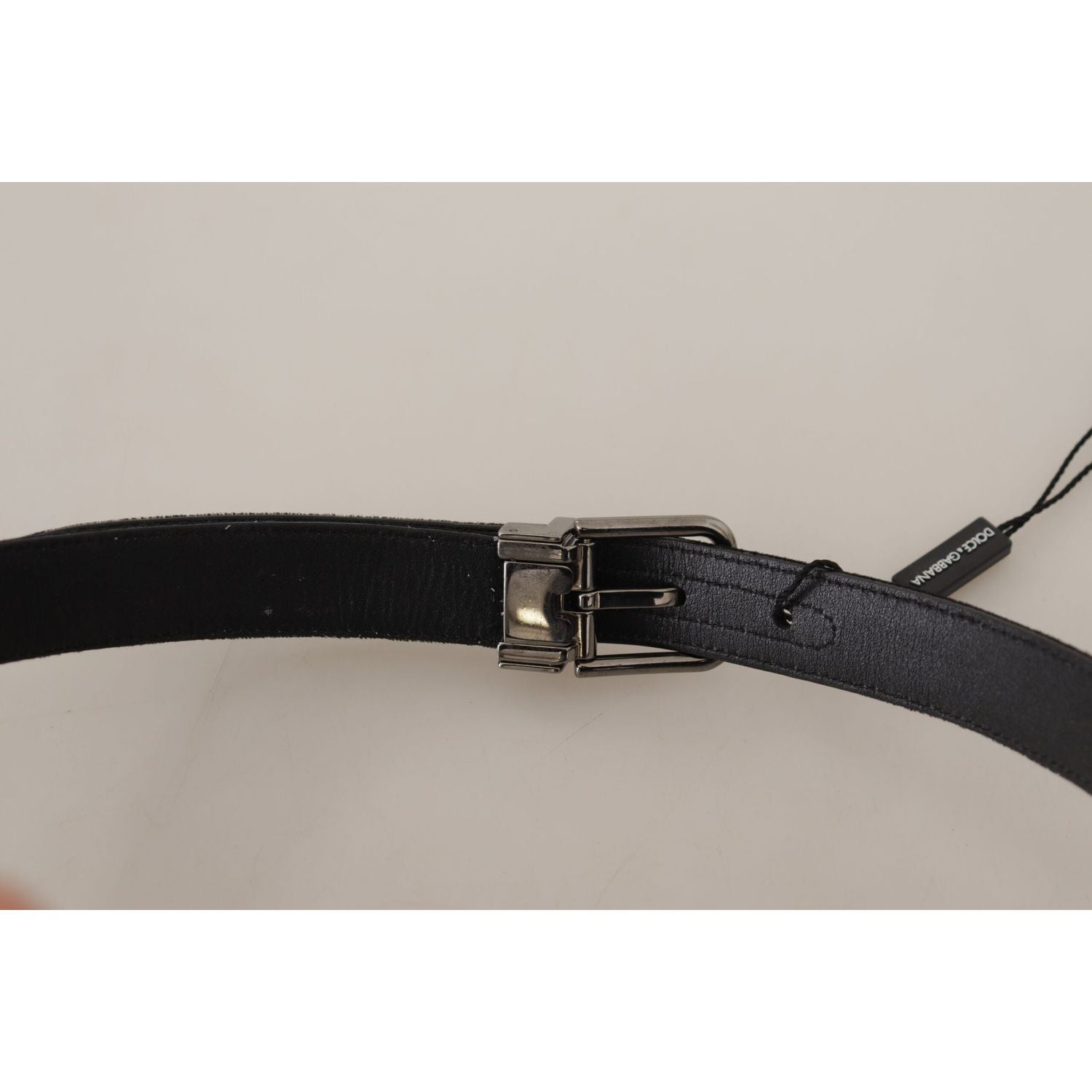 Dolce & Gabbana Black Cotton Silver Tone Metal Buckle Belt
