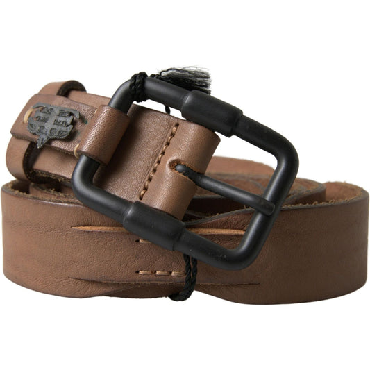 Ermanno Scervino Brown Leather Metal Buckle Waist Men Belt BEL8970#-95
