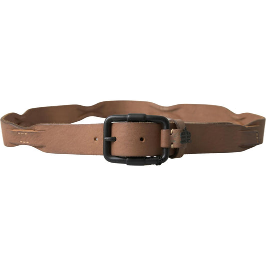 Ermanno Scervino Brown Leather Metal Buckle Waist Men Belt BEL8970#-95