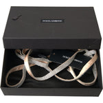 Dolce & Gabbana Beige Silk Clear Crystal Bow Waist Belt WMB272-65