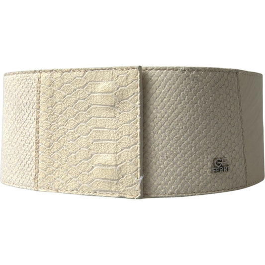 GF Ferre Off White Waxed Cotton Wide Fashion Waistband Belt WMB276-70