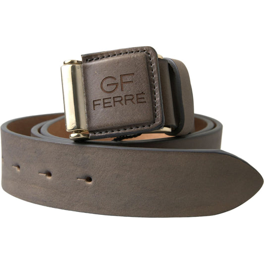 GF Ferre Brown Leather Fashion Logo Buckle Waist Belt WMB280-100