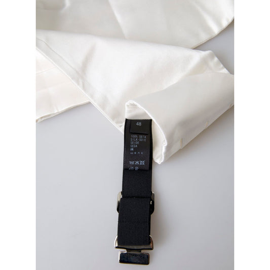 Dolce & Gabbana White Men Wide Waist Silk Belt Cummerbund BEL9001-48