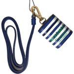 Dolce & Gabbana Blue Stripe Dauphine Leather Logo Print Strap Airpod Case SMY101179