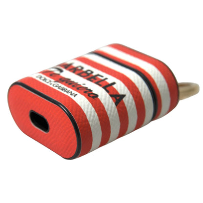 حافظة Airpods جلدية أنيقة مخططة باللون البرتقالي من Dolce &amp; Gabbana