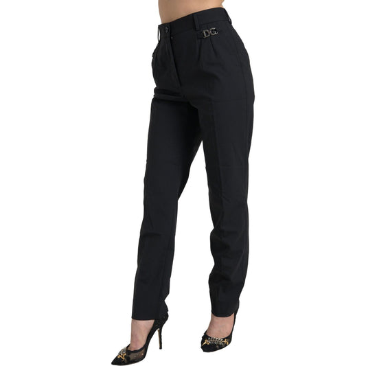 Dolce & Gabbana Black Wool High Waist Tapered Pants PAN74763-38