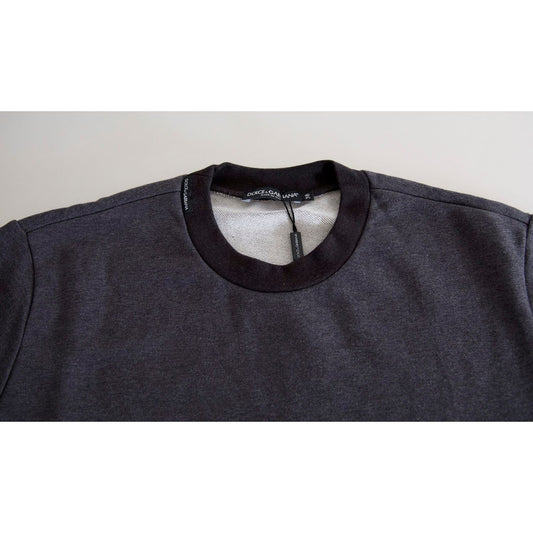 Dolce & Gabbana Dark Gray Cotton Crew Neck Pullover Sweater TSH8085-38