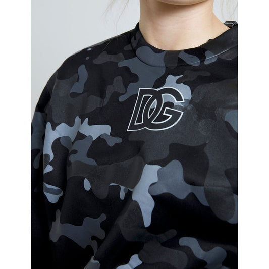 Dolce & Gabbana Black Camouflage Round Neck Sweatshirt Sweater TSH83136-40