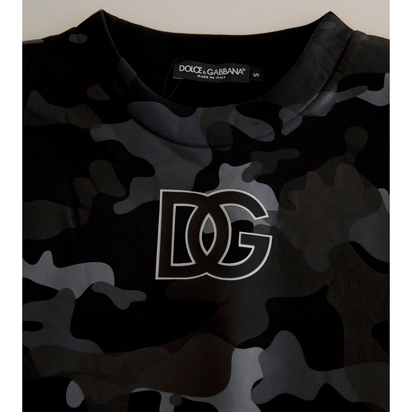 Dolce & Gabbana Black Camouflage Round Neck Sweatshirt Sweater