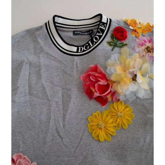 Dolce & Gabbana Gray DG Amore Queen Floral Pullover Sweater TSH83142-36
