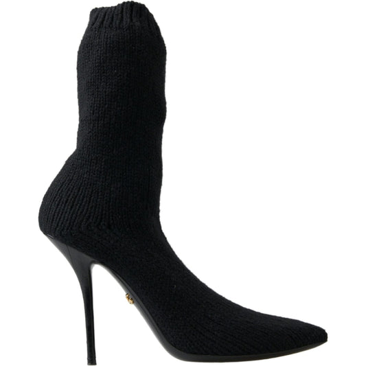 Dolce & Gabbana Black Stiletto Heel Mid Calf Women Boot Shoes LA10229-39
