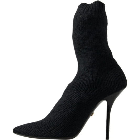 Dolce & Gabbana Black Stiletto Heel Mid Calf Women Boot Shoes LA10229-39