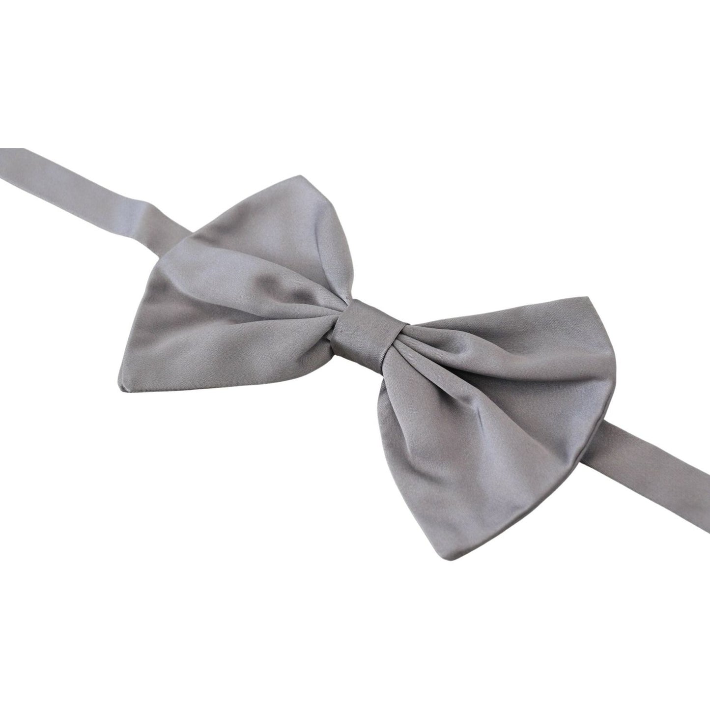Dolce & Gabbana Bow Tie Men Silver Gray Silk Adjustable Neck Papillon