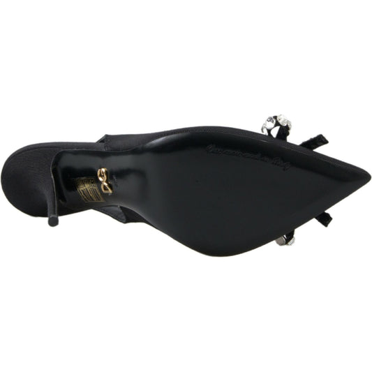 Dolce & Gabbana Black Crystal Embellished Slingback Heel Shoes LA10245-39.5