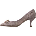 Dolce & Gabbana Pink Floral Lace DG Crystal Pumps Shoes LA10246-35.5
