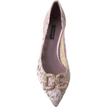 Dolce & Gabbana Pink Floral Lace DG Crystal Pumps Shoes LA10246-35.5