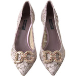 Dolce & Gabbana Pink Floral Lace DG Crystal Pumps Shoes LA10246-35.5