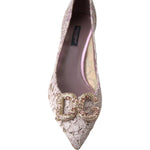 Dolce & Gabbana Pink Floral Lace DG Crystal Pumps Shoes LA10246-35.5