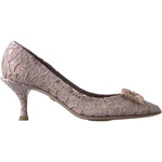 Dolce & Gabbana Pink Floral Lace DG Crystal Pumps Shoes LA10246-35.5