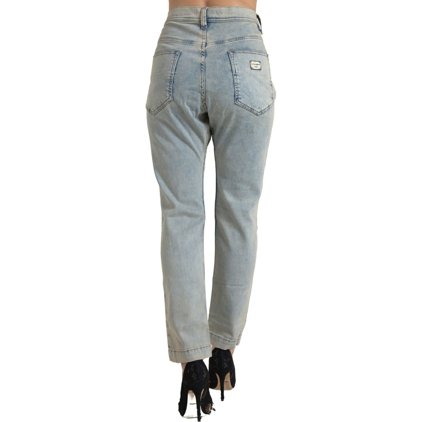 Dolce & Gabbana Blue Washed Cotton Mid Waist Skinny Jeans PAN74769-40