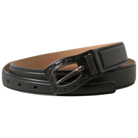 Ermanno Scervino Black Leather Metal Buckle Cintura Belt BEL9018