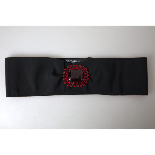 Dolce & Gabbana Black Crystal Brass Wide Waist Runway Belt WMB296-46