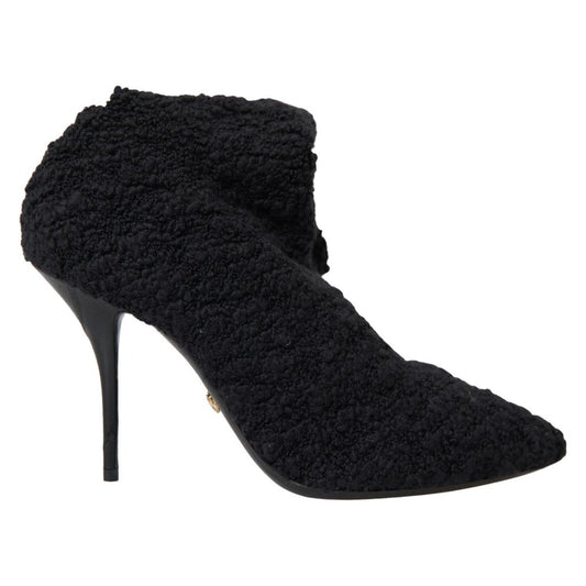 Dolce & Gabbana Black Stiletto Heels Mid Calf Boots LA10281-38.5