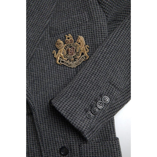 Dolce & Gabbana Gray Logo Embroidery Double Breasted Blazer JKT3681-48