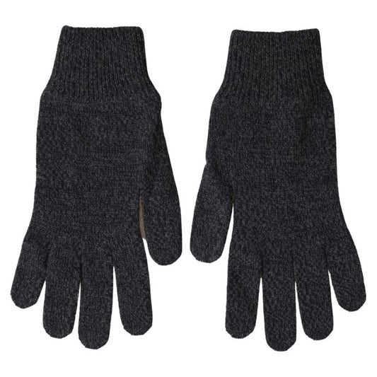 Dolce & Gabbana Gray Virgin Wool Knit Hands Mitten Men Gloves LB30104-8.5