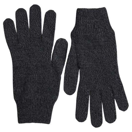 Dolce & Gabbana Gray Virgin Wool Knit Hands Mitten Men Gloves LB30104-8.5