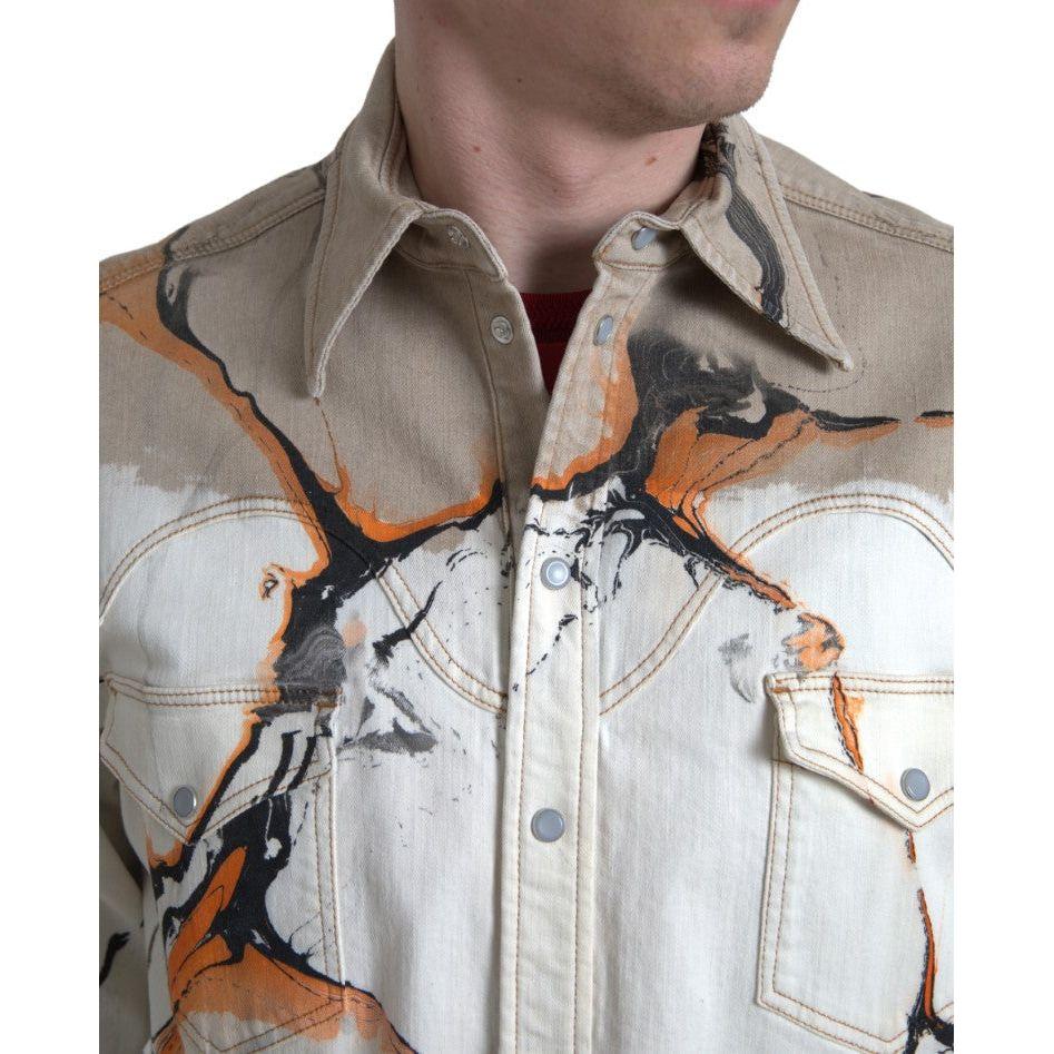 قميص جينز مطاطي قطني متعدد الألوان من دولتشي آند غابانا