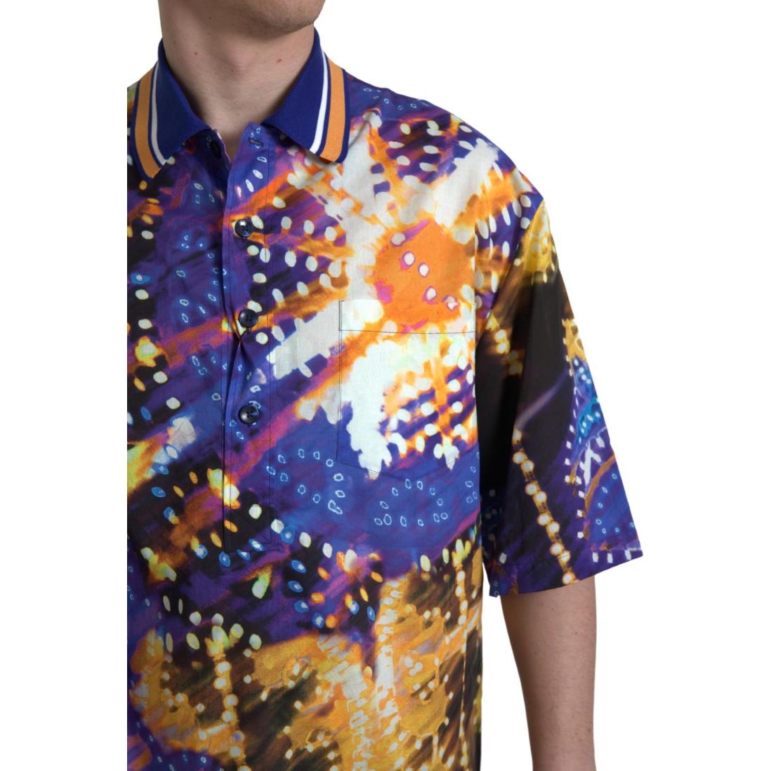 قميص بولو قطني متعدد الألوان مع تفاصيل الشعار من دولتشي آند غابانا